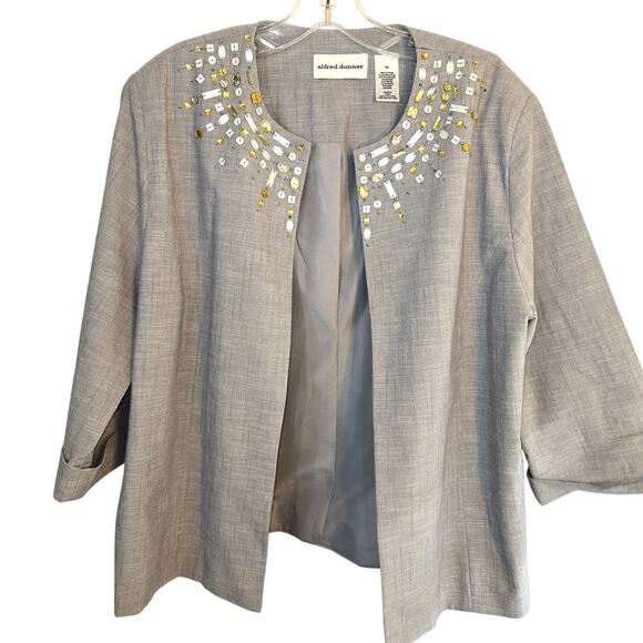 Alfred Dunner 14 Women's Blazer Gray Suit Coat Misses Size Large L Jacket - Picture 1 of 5